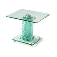 Columbus End Table In All Glass With Chrome Support