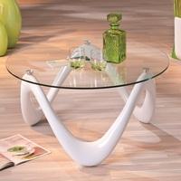 Corum Coffee Table Round In Clear Glass And White High Gloss
