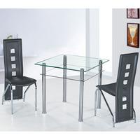 Como Clear Glass Dining Table And 4 Black Siena Dining Chairs