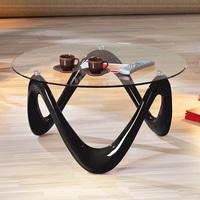 Corum Coffee Table Round In Clear Glass And Black High Gloss