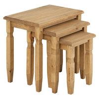 cotswold wooden nest of tables in waxed pine