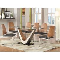 Cobra Clear Glass Top Dining Table In Walnut Base And 6 Chairs