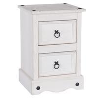 Corona Whitewash 2 Drawer Bedside Cabinet