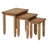 corina wooden nest of tables in waxed pine