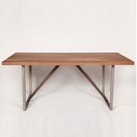 Coralie Wooden Dining Table In Walnut And Metal Legs