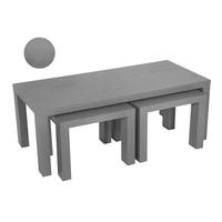 Colton Wooden Coffee And 2 Side Table Set In Grey