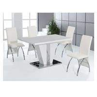 costilla 4 seater dining table set in high gloss white