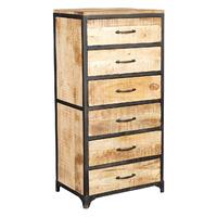 cosmo industrial tall 6 drawer chest