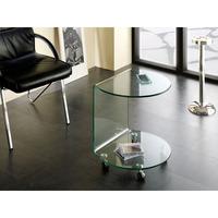 Cologne Side Table In Clear Bent Glass With Wheels