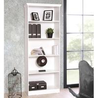 Country Wooden Bookcase In White With 5 Compartments