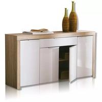 Comida Sideboard In Brushed Oak And White High Gloss Fronts
