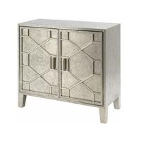 Corina Hand Embossed Metal Storage Cabinet In Silver With 2 Door