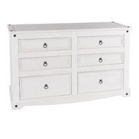 corona whitewash 6 drawer wide chest