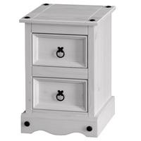 Coroner Bedside Cabinet In White Washed With 2 Drawers