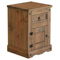 Corina Bedside Cabinet In Waxed Pine With 1 Door And 1 Drawer