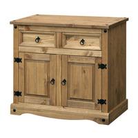 Corina Small Sideboard In Waxed Pine With 2 Doors And 2 Drawers