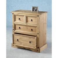 Corona Chest of Drawers In Distressed Pine With 4 Drawers