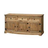 corina large sideboard in waxed pine with 3 doors and 3 drawers