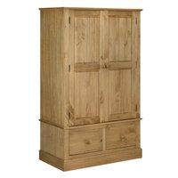 cotswold wooden wide wardrobe with 2 doors and 2 drawers