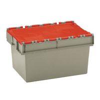 CONTAINER ATTACHED LID 54 LTR RED LID, GREY BODY