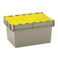 CONTAINER ATTACHED LID 54 LTR YELLOW LID, GREY BODY