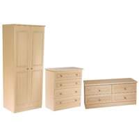 Corrib Bedroom Set 3 Corrib - Light Oak - 26 Plain Robe x1 with 4 Drawer Chest x1 with 4 Drawer Bed Box x1