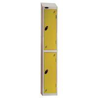 COLOUR DOOR LOCKER WITH SLOPING TOP 2 DOOR DEPTH 305MM SILVER BODY/YELLOW DOOR