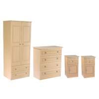 Corrib Bedroom Set 1 Corrib - Light Oak - 2ft6 2 Drawer Robe x1 with 4 Drawer Chest x1 with Bedside Cabinet with Door x2