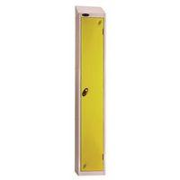 COLOUR DOOR LOCKER WITH SLOPING TOP 1 DOOR DEPTH 305MM SILVER BODY/YELLOW DOOR