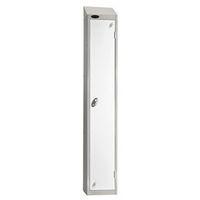 COLOUR DOOR LOCKER WITH SLOPING TOP 1 DOOR DEPTH 305MM SILVER BODY/WHITE DOOR