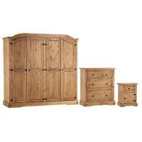 Corona 4 Door Robe, 2 plus 2 Drawer Chest and Bedside Set