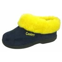Coolers Womens Slip On Slippers With Fur Collar And Embroidered Logo