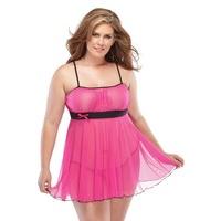 Coquette Women\'s Plus-Size Kissable Queen Sized Mesh Babydoll With G-String