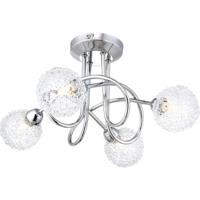 contemporary 4 arm chrome ceiling light with unique wire mesh shades