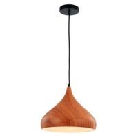 Contemporary Wooden Effect Metal Pendant Ceiling Light Fitting