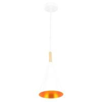 Cone Shaped White Pendant Light Fitting with Golden Inner Shade