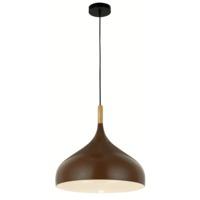 Contemporary Brown Coffee Pendant Ceiling Light with Wooden Finial