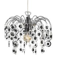 Contemporary Chrome Waterfall Chandelier Pendant Shade with Black Acrylic Beads
