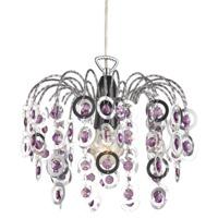 Contemporary Waterfall Chandelier Pendant Shade with Purple Acrylic Beads