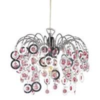 Contemporary Chrome Waterfall Chandelier Pendant Shade with Pink Acrylic Beads