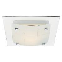 Contemporary Square Mirror Ceiling Light Fixture with Frosted Glass Shade