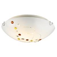 Contemporary Opal Glass Ceiling Light with Amber and Yellow Buttons