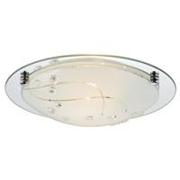 contemporary mirrored and frosted glass ceiling light with chrome meta ...