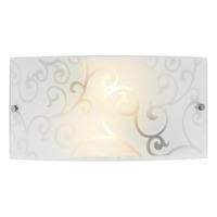 Contemporary Horizontal Glass Flush Wall Light with Floral Decoration