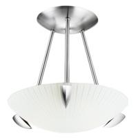 Contemporary Satin Nickel Semi-Flush Ceiling Light with Frosted Glass