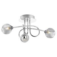 Contemporary 3-Bulb Ceiling Lamp Fixture in Chrome with Intertwining Metal Arms