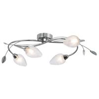 Contemporary Ceiling Lighting Fitting in Chrome with Fluted Crackle Glass Shades