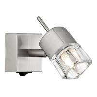 Compact Satin Chrome Switched Wall Light with Ice Cube Shade