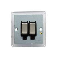 Colours 10A 2-Way Double Stainless Steel Effect Double Light Switch Backplate