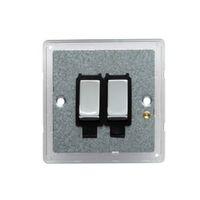 Colours 10A 2-Way Double Chrome Effect Double Light Switch Backplate